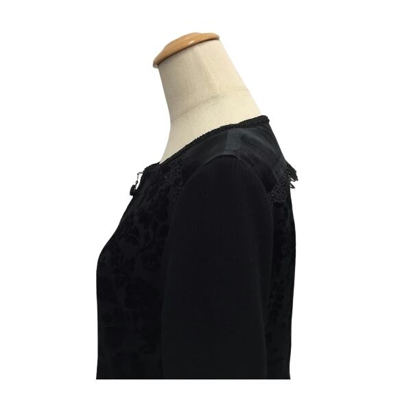 スーパービューティー ワンピース フロッキープリント ニット袖 ジップ