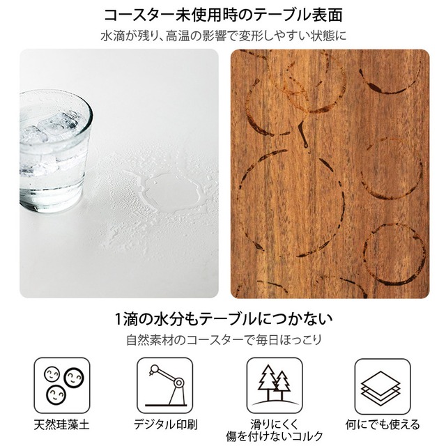 コースター 珪藻土 ４枚セット 藍染柄 和風 おしゃれ 吸水 デザイン 水滴 滑り止め キッチン ドナセレクション