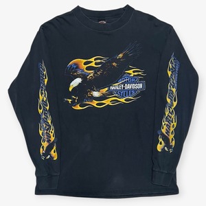 90s｜Harley-Davidson｜ロングスリーブTシャツ｜イーグル フレイム 袖プリント 両面プリント USA製｜コンディションB