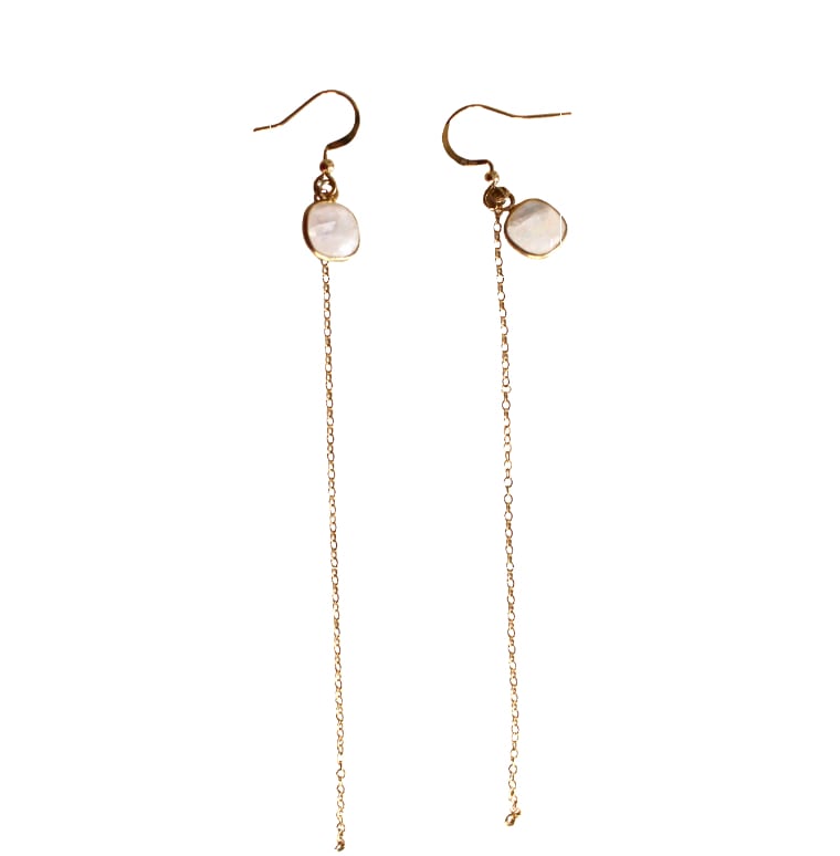 レインボームーンストーン 14kgfロングチェーン ピアス/16kgpイヤリング 022026h3