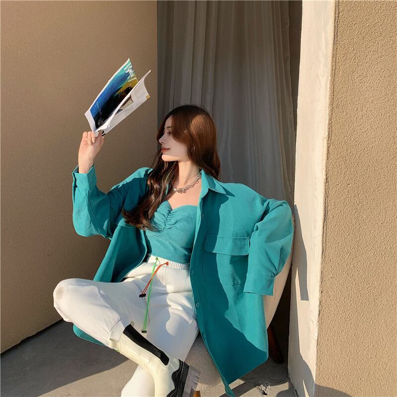 ルーズ薄手シャツ ジャケット スリム ガールズファッション61721333515