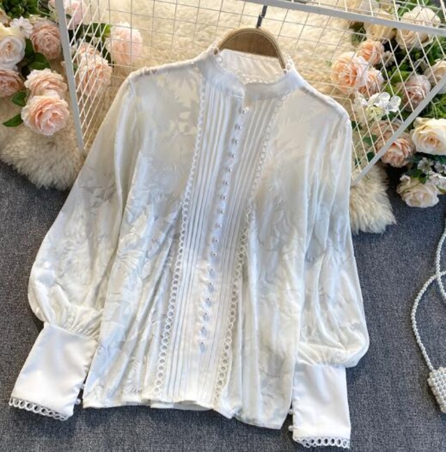 新生活 春新作 レディース トップス シャツ 長袖 フレンチ風 シースルー