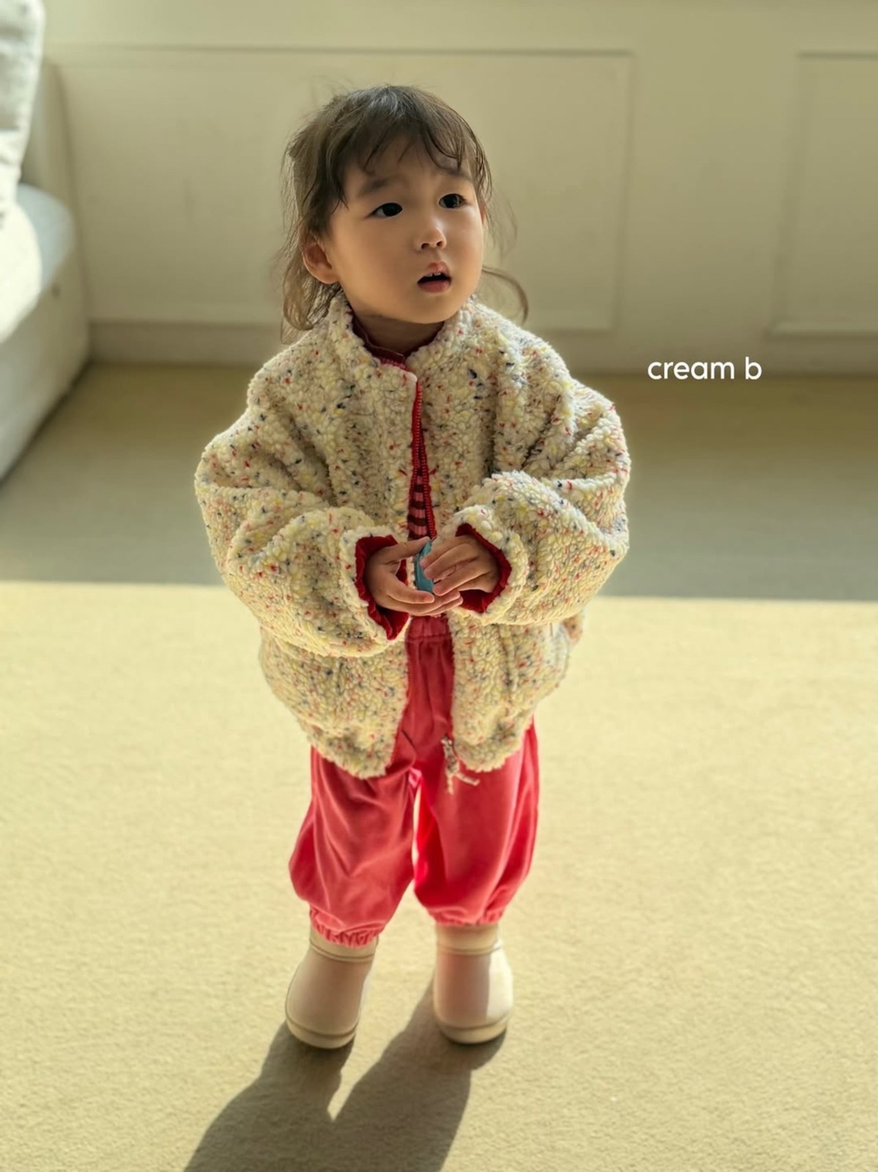 韓国子供服 / 26winter / cream bbang / スクリンクルフワフワジャンパー / キッズ / 冬服 *XS~XL*