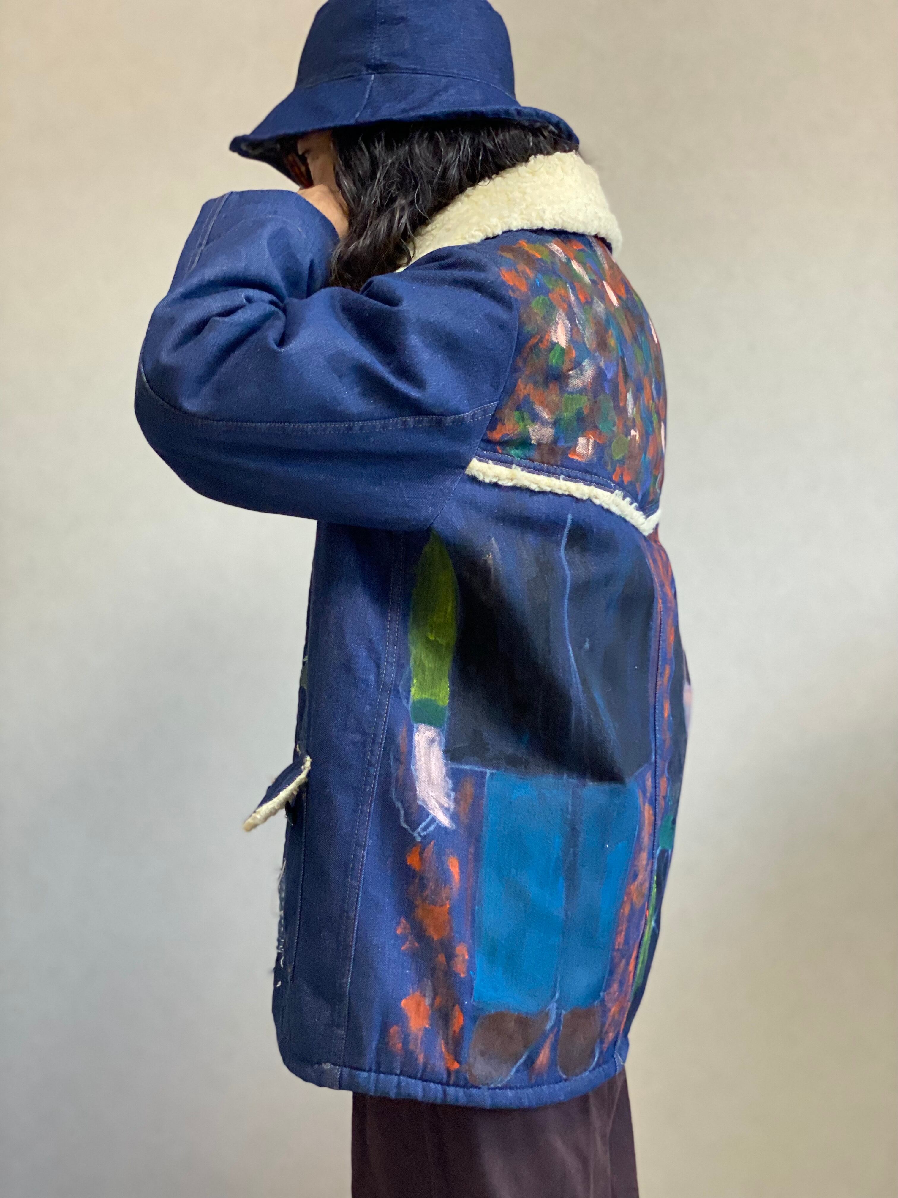 人気のファッションブランド シアーズローバックス リメイク ランチコート 刺し子 手描きペイント ボア パッチワーク 80s ジャケット デニム ヴィンテージ ジャケット Www Comisariatolosandes Com