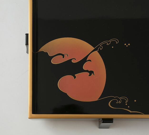 輪島塗 日の出波蒔絵 盛器 菓子器 蒔絵師 光峯 塗師 哲舟 日乃出 漆器