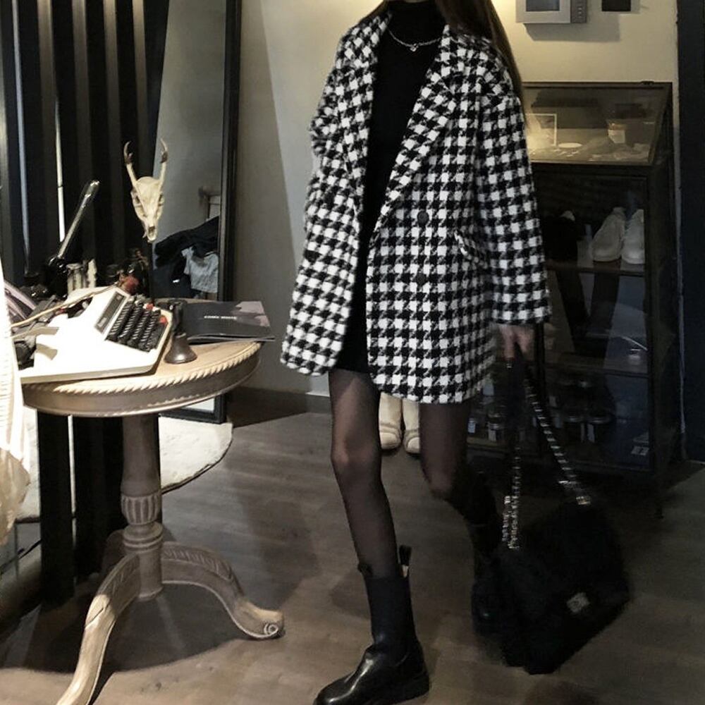 千鳥格子柄 ジャケット レディース 秋冬 韓国 中綿 アウター 通勤 オフィス OL きれいめ おしゃれ 大人 かわいい カジュアル 羽織り 大人可愛い 大人女子