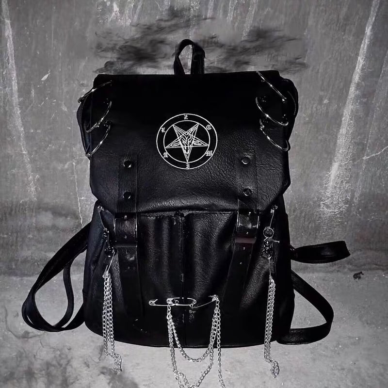 【即納】推し活グッズに|天使と悪魔オリジナルの五芒星刺繍バッグ 痛バッグ PUレザー |天使と悪魔