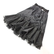 【美品 日本製社交ダンス衣装】スカート LA FORET Lサイズ 黒 ブラック 無地 ラインストーン かわいい 可愛い 上品 清楚 気品