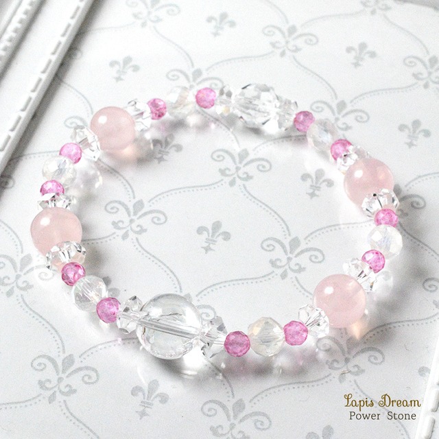 清らかな光で愛の流れを整えるお守り ｜ アイリスクォーツ、ローズクォーツのパワーストーン ブレスレット
