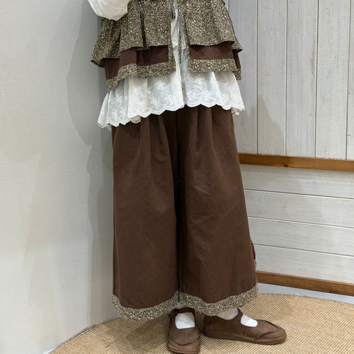 2色/裾小花柄ワイドパンツ ・12576