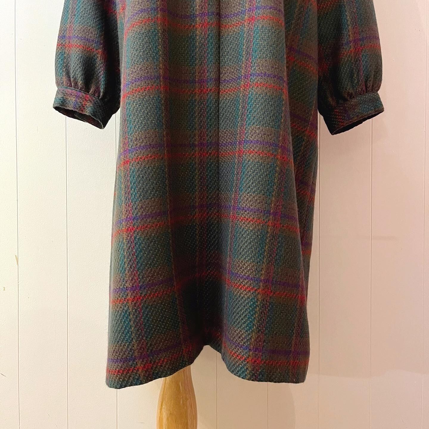 green check a line wool one-piece