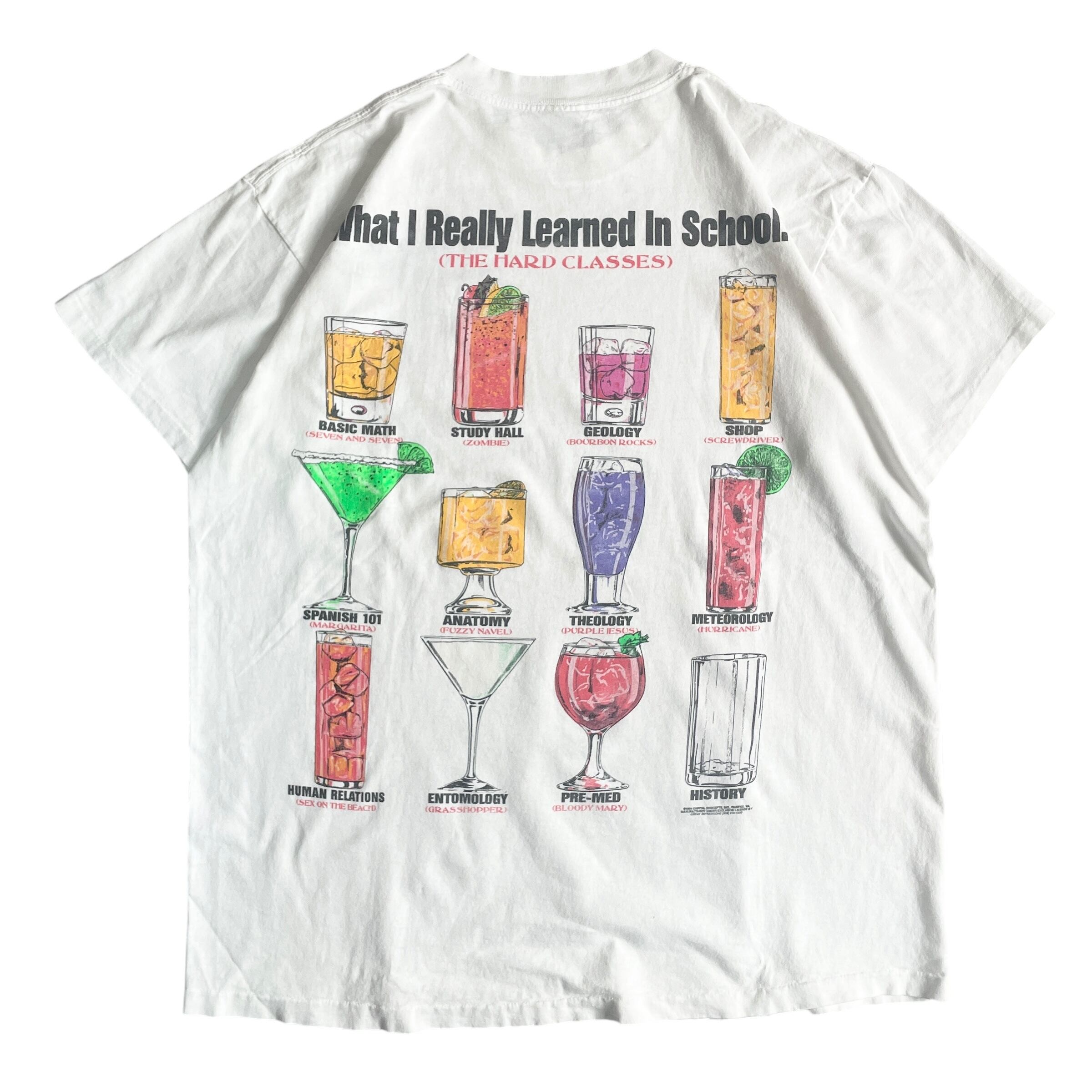 90s USA製 カクテル 教科 ジョーク vintage T-shirt