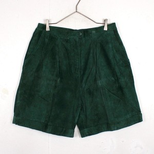 【Caka act2】Green Color Vintage Suede Leather Shorts