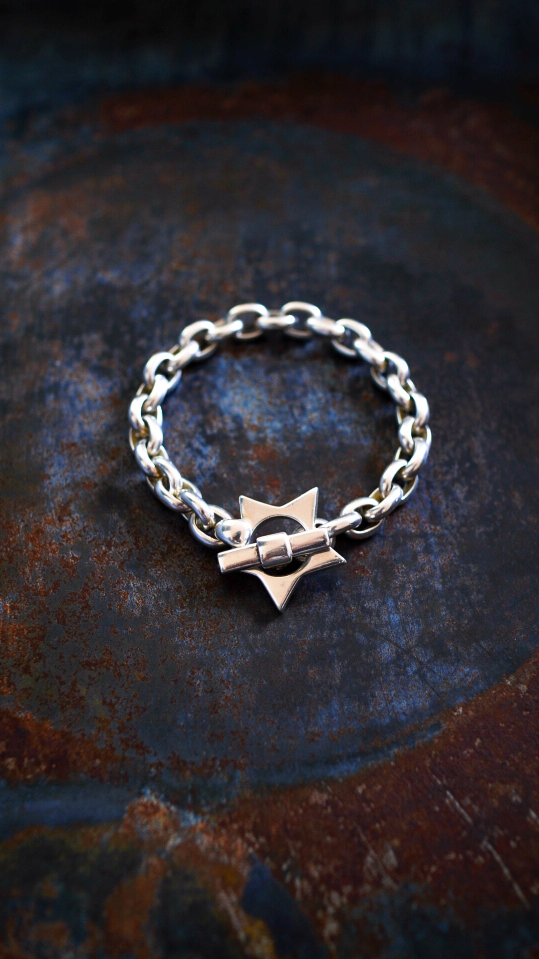 【VINTAGE】TIFFANY&Co. ティファニー チャンキー オーバル チェーン スター & トグル ブレスレット 《シルバー925 ヴィンテージ オールド メンズ》