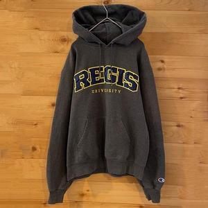 【champion】カレッジ レジス大学 REGIS UNIVERSITY スウェット パーカー フーディー 刺繍ロゴ  S チャンピオン US古着