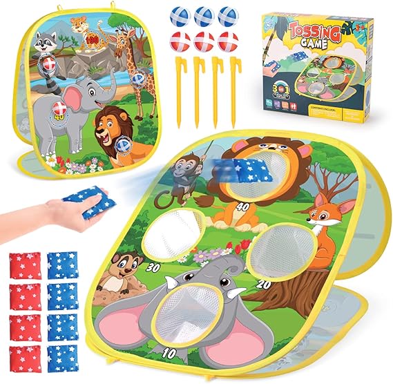 Qizebaby 赤ちゃん用おもちゃ1?3歳 2 in 1 ビーンバッグトスゲームの
