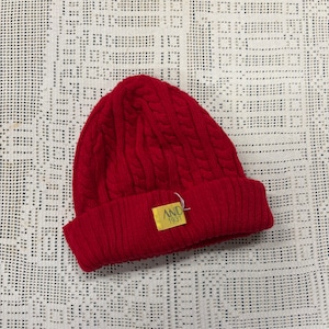 新品 ニット帽子 レッド