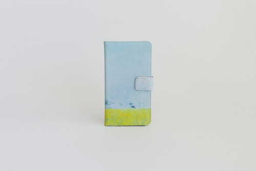 【受注制作】菜の花と青空を描いた、Android用の手帳型スマホケース