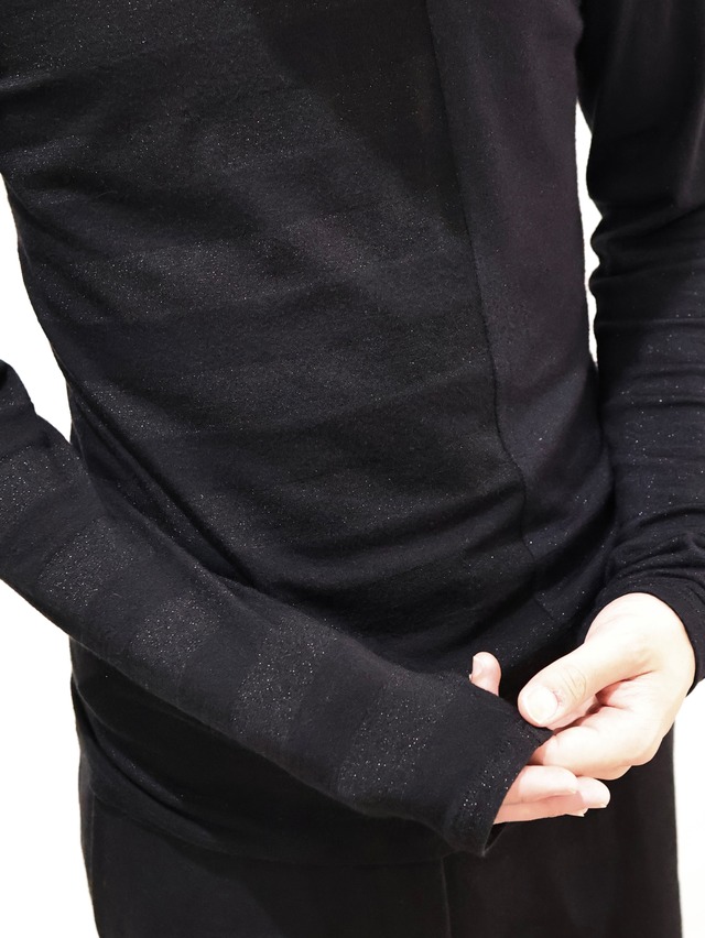 【Y's】glitter border knit
