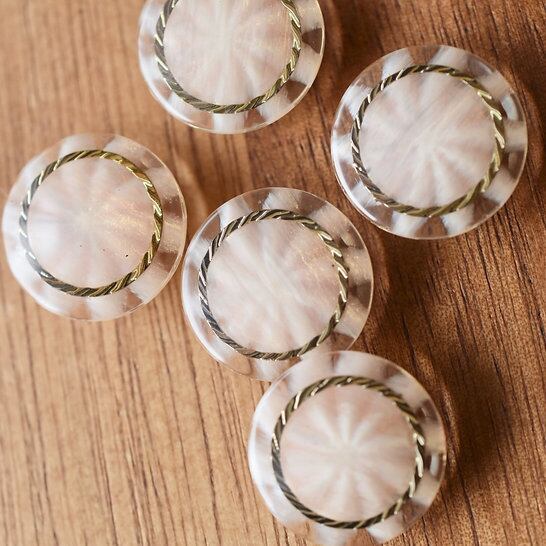 シルバーリング×ピンクマーブルフラワー 15㎜