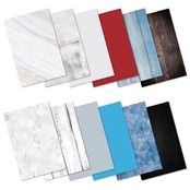 Hemmotop 撮影用背景シート 12柄 A3サイズ 背景紙 両面タイプ 木目/大理石/コンクリート/カラー柄 バックペーパー 小物撮影 商品撮影 雑誌 美食 アクセサリー撮影など適合 BZ01