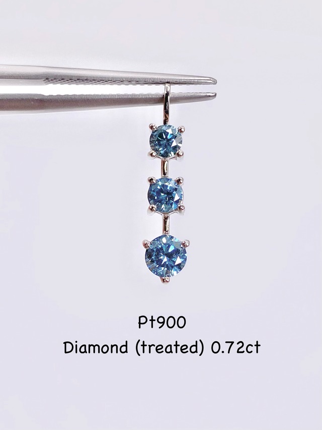 【年末年始SALE ~2026/1/5】トリートブルーダイヤモンド 計0.72ct  Pt900 ペンダントトップ【リフレッシュメント(新品仕上げ・補修・洗浄等済)】【3日以内返品可（※カード/キャリア決済の場合）】