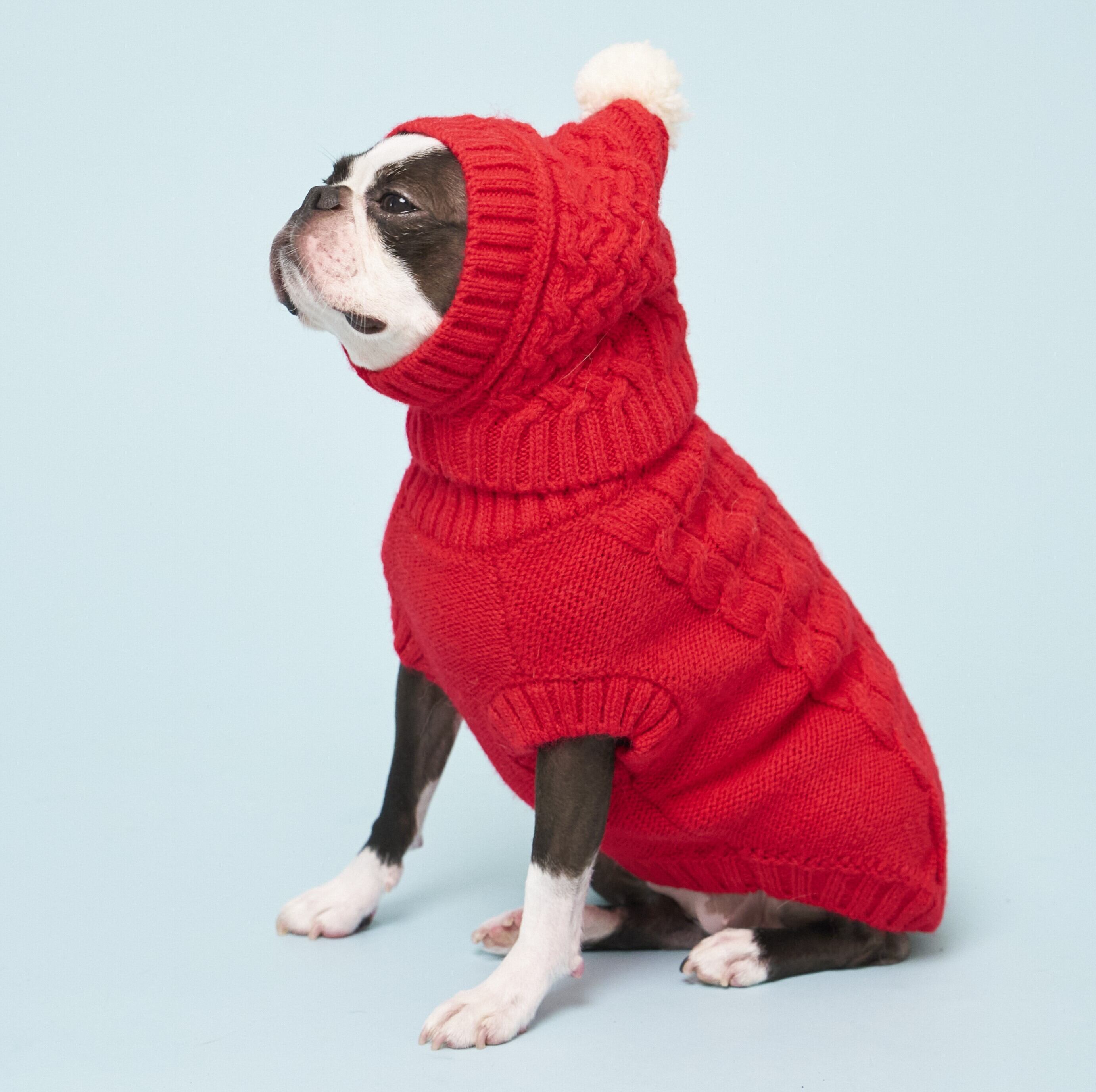 HIGH NECK CABLE KNIT-RED | HYGGELE