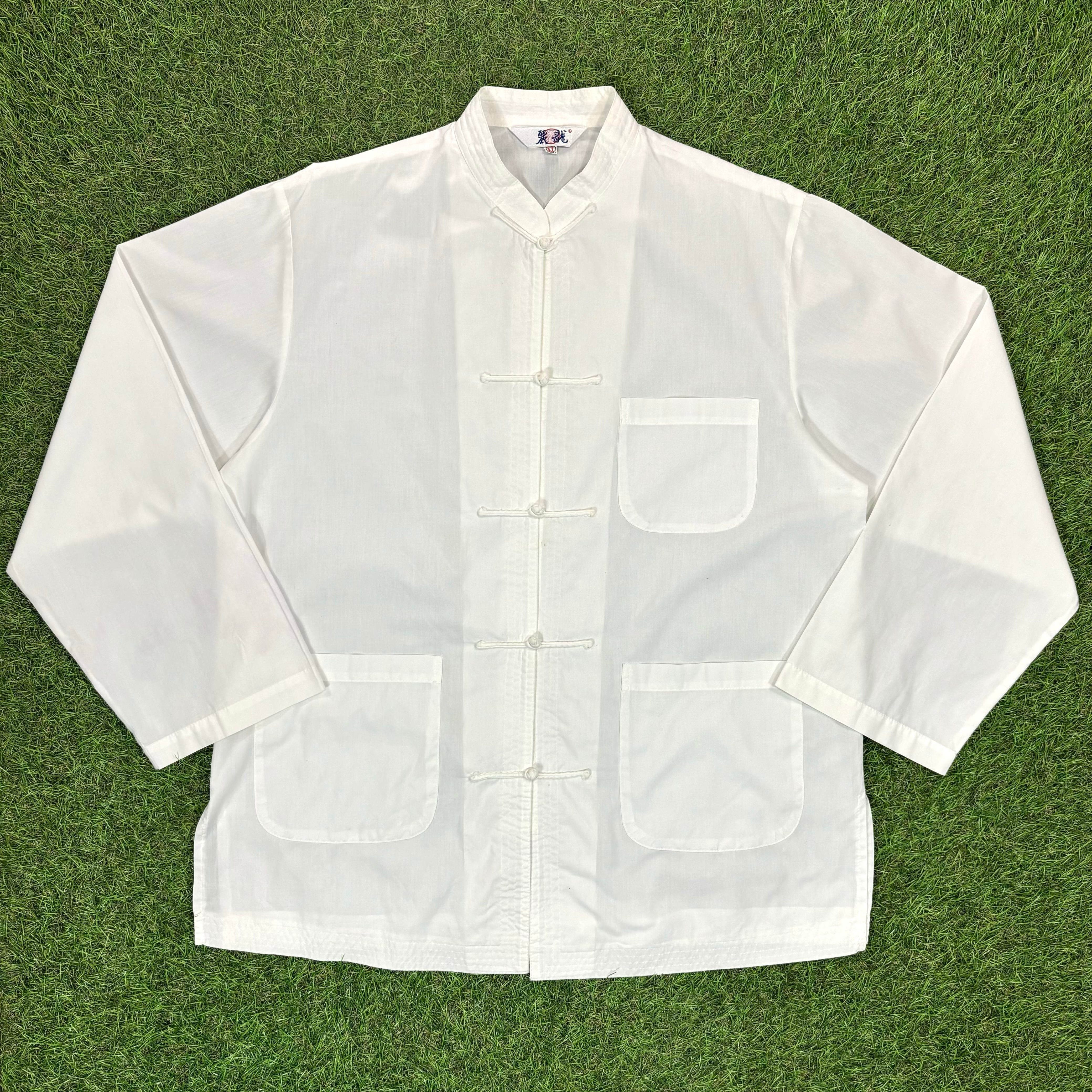Men's】 ホワイト カンフー シャツ / 古着 チャイナ チャイナ Men's】 ホワイト カンフー シャツ / 古着 チャイナ チャイナ