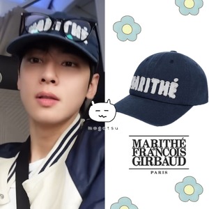 ★ チャウヌ 着用！！【MARITHÉ FRANҪOIS GIRBAUD】MARITHE APPLIQUE FLAT BRIM CAP navy