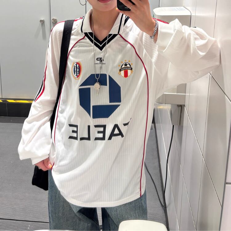 長袖 スポーティ Vネック シャツ ◆2col L00150