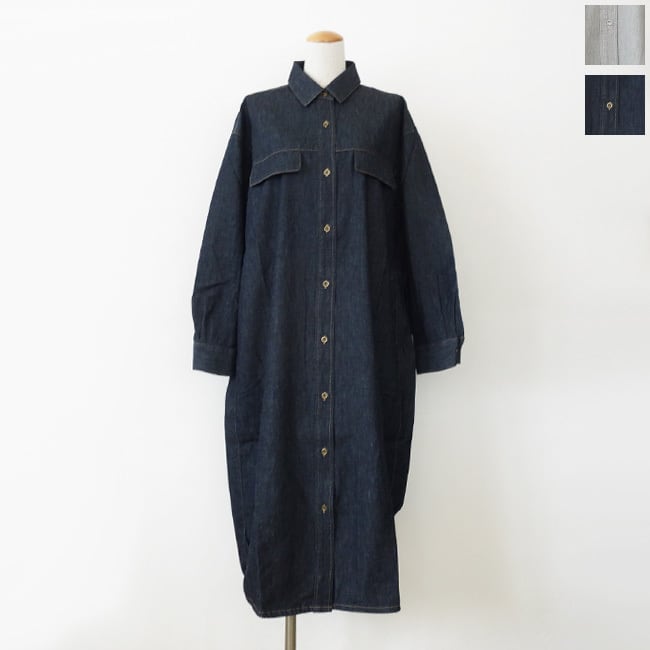 Munich (ミューニック) シャツワンピース 6ozスラブデニム ライトアウター ドロップショルダー 長袖 MN261N10