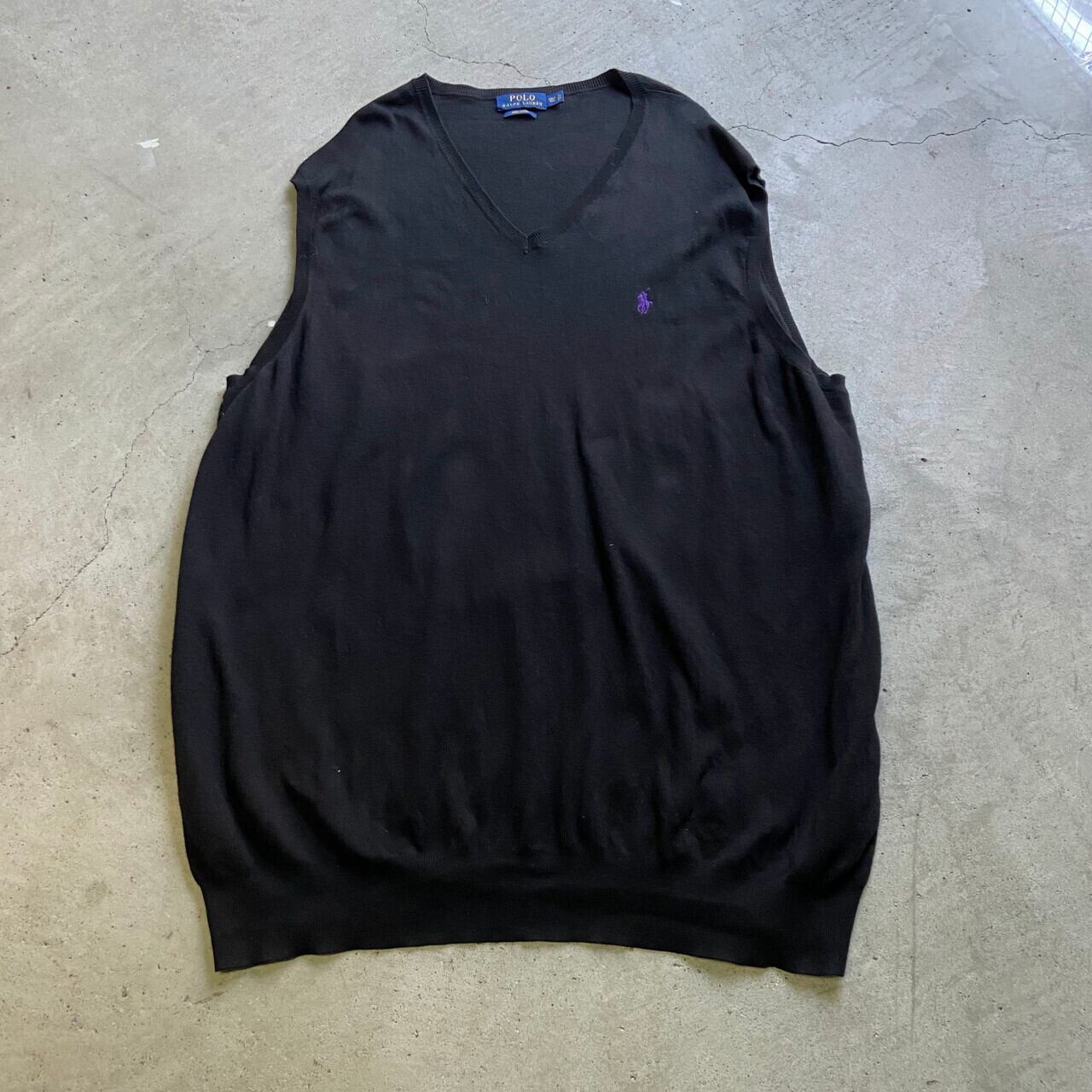 ビッグサイズ ポロラルフローレン ピマコットンニットベスト メンズ2xlt 古着 Polo Ralph Lauren 薄手 ブラック 黒 大きいサイズ ニットセーター Al2110 Cave 古着屋 公式 古着通販サイト