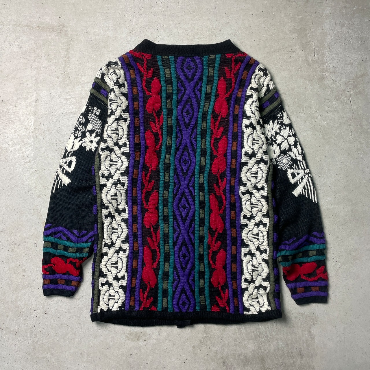 90年代 USA製 CAVIN CREEK アクリル ニットカーディガン 3Dニット 