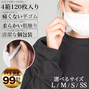 不織布マスク ms7012-4 4箱セット 大きめサイズ 普通サイズ 小さめサイズ キッズサイズ
