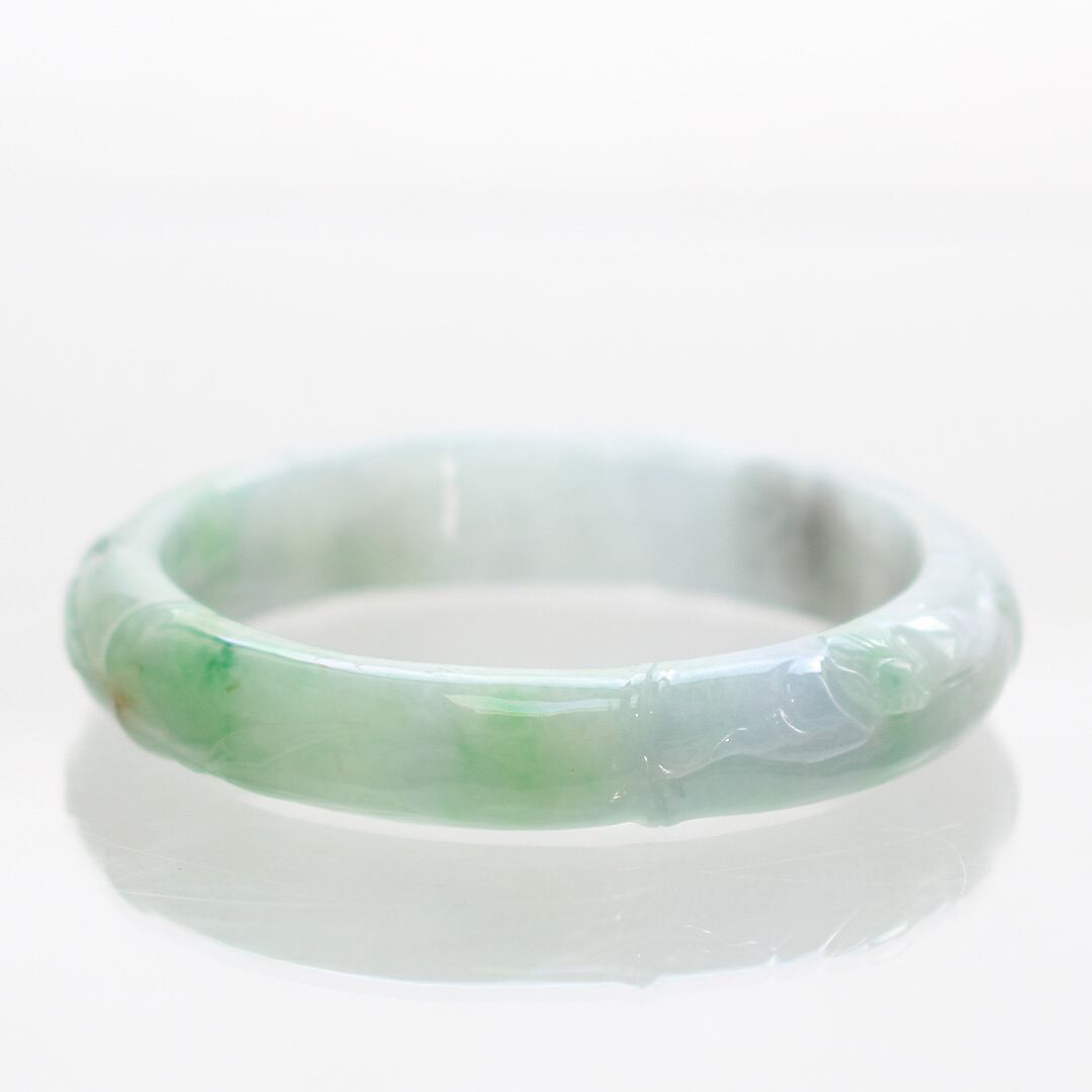 内径 55.4mm】翡翠彫りバングル A貨翡翠 jd_bg1302 | 【MeiNu