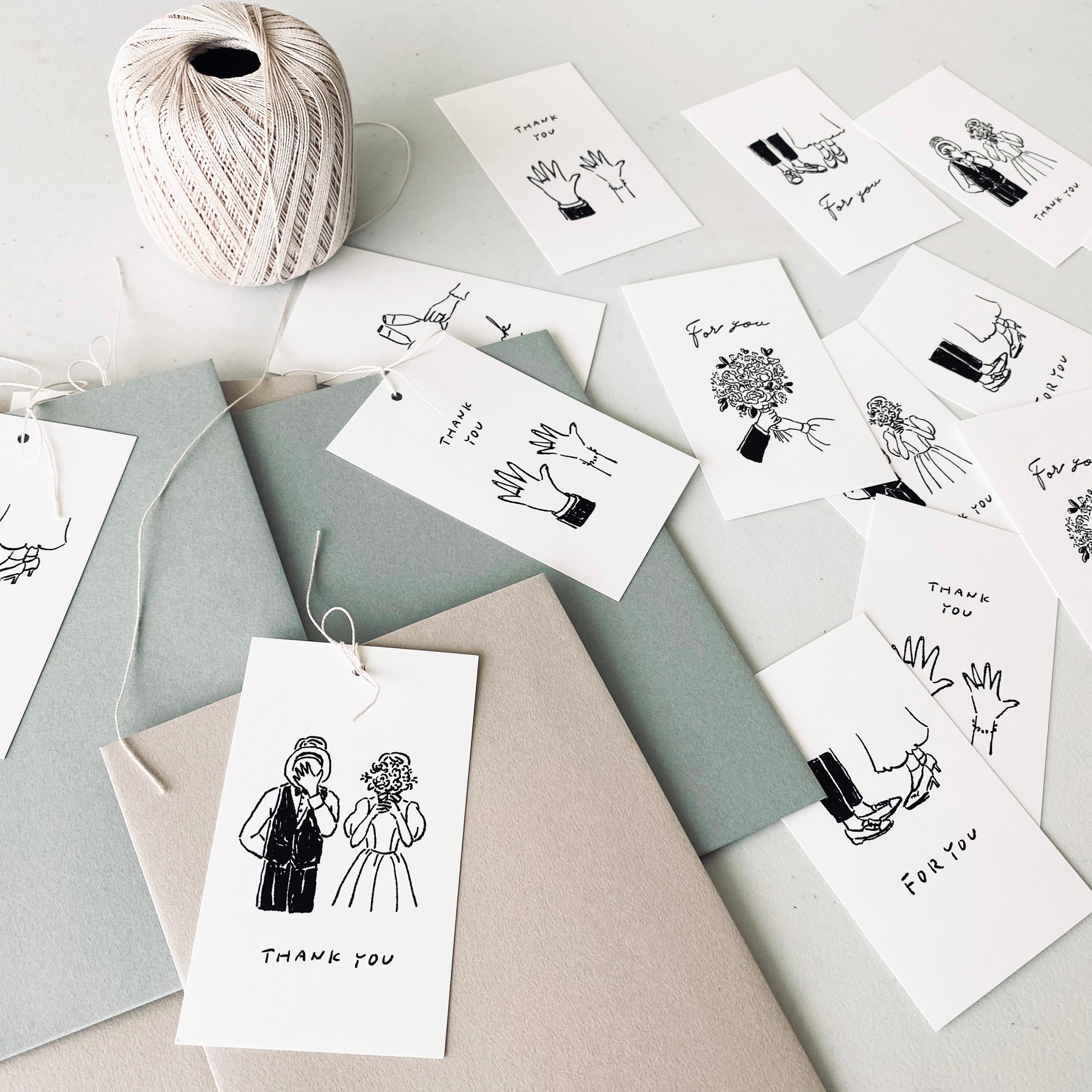 ウェディング カードタグ イラスト 6種 カードタグ 30枚 結婚式 ウェディング 小西製作所 ウェディング 結婚式 オリジナルアイテム