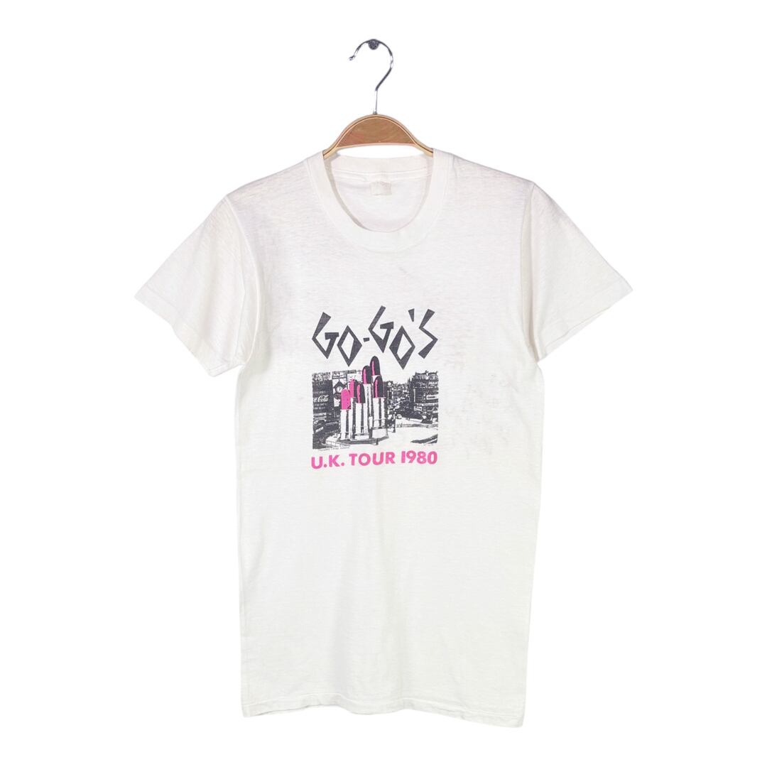 80s ゴーゴーズ ヴィンテージTシャツ ロックTシャツ 直筆サイン入り 公演チケット付 GO-GO'S サイズS相当 古着 @AAA1366