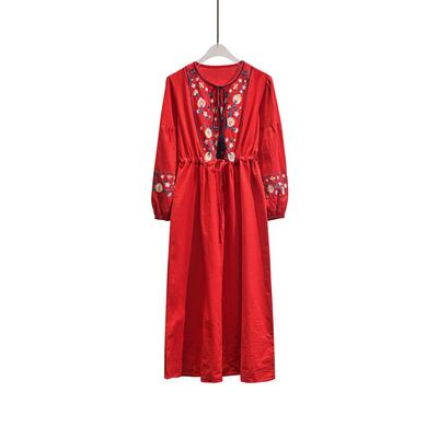 エスニック ワンピース ロングワンピース 膝下 ロング ロング丈 袖あり