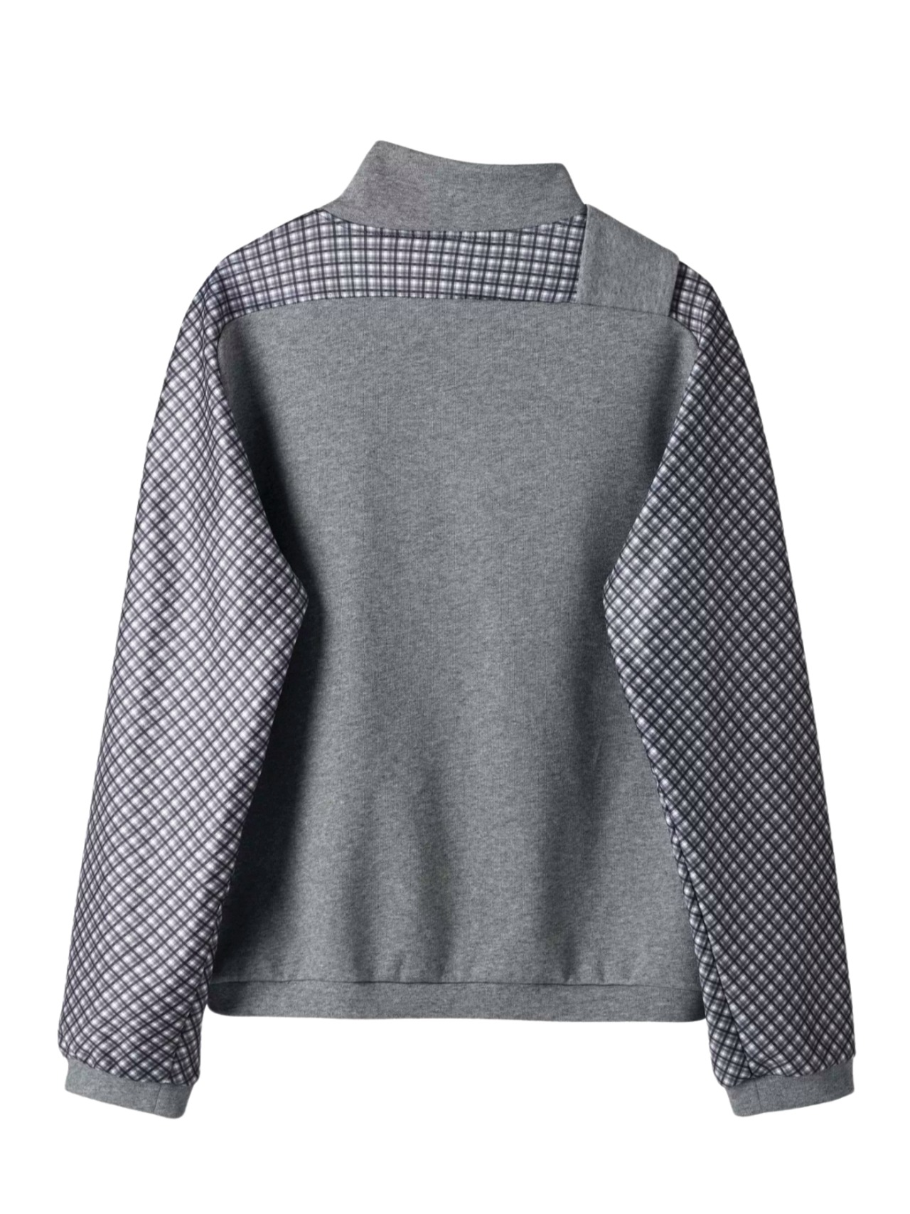 54A0 Leaf Neck Plaid Sweater