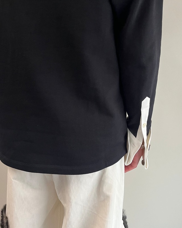 【26/AW Oscar Ouyang】Black french cuff polo shirt