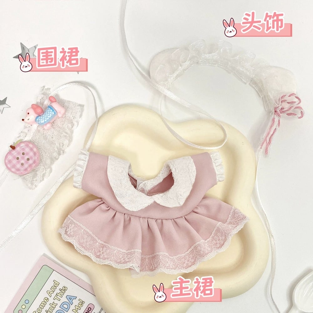 10cmぬい服】モチーフアクセントワンピコーデ 棉花娃娃 labubu用お洋服