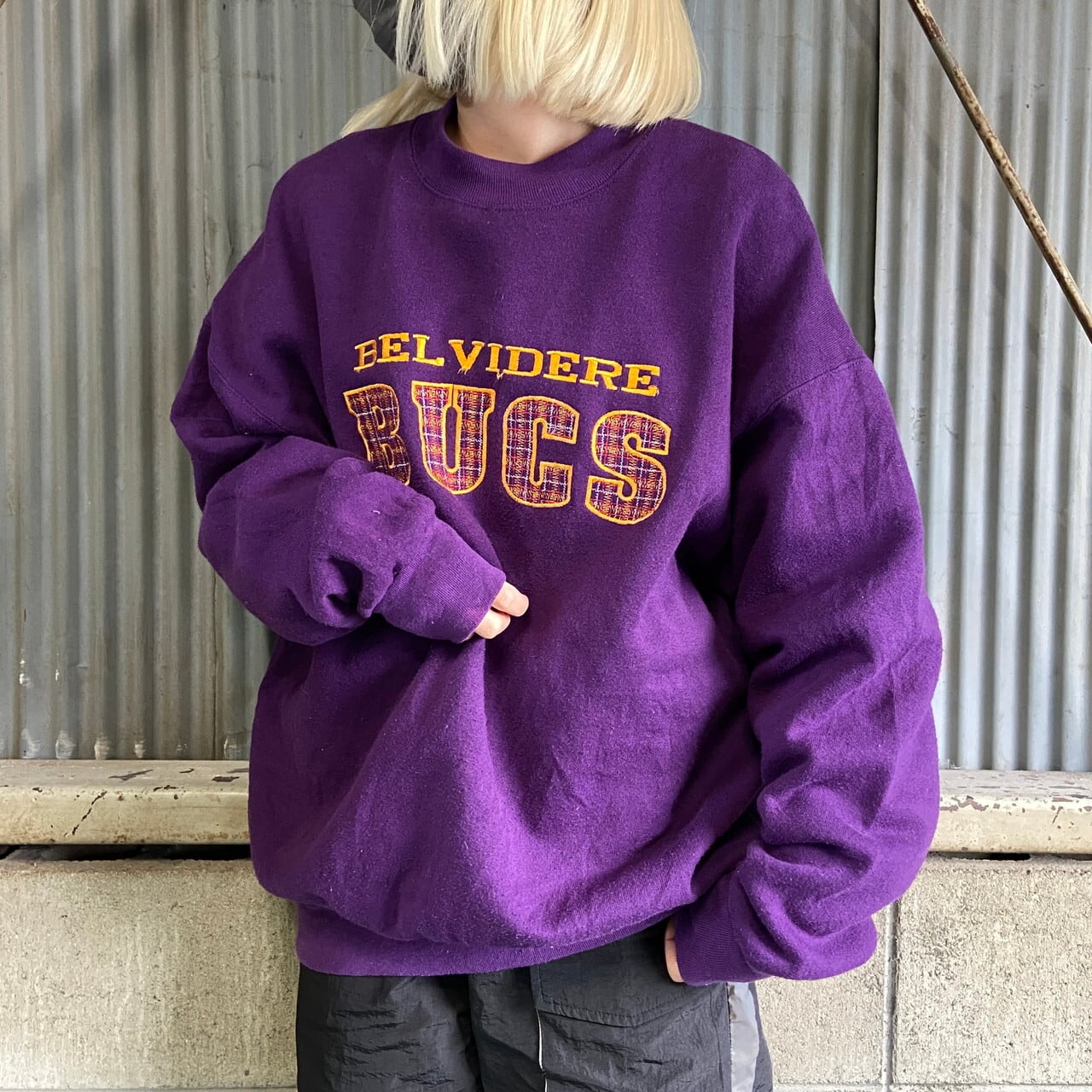 90年代 USA製 BELVIDERE BUCS カレッジロゴ 刺繍 スウェットシャツ