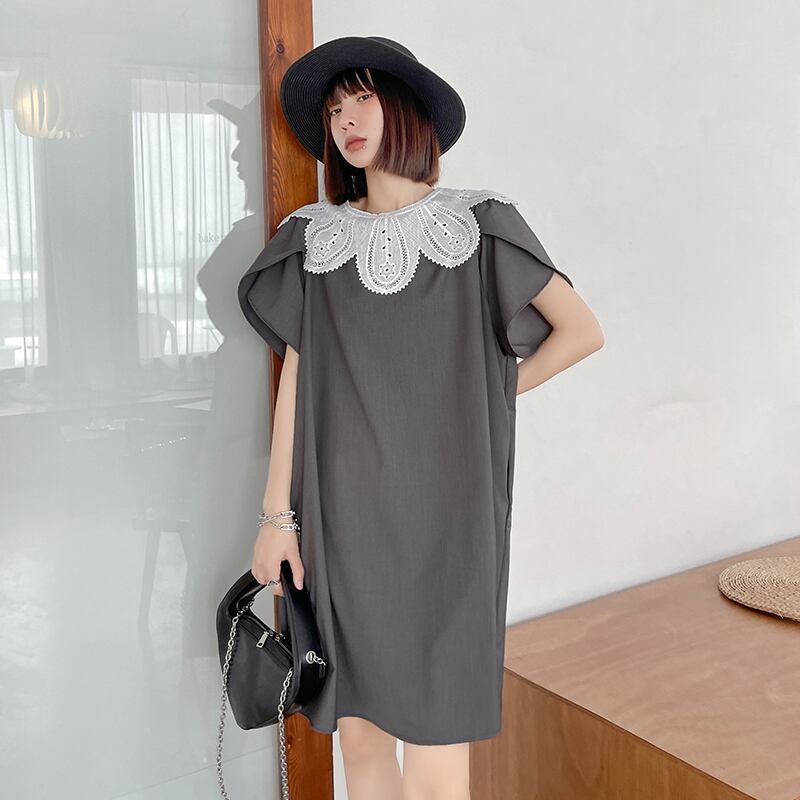 グレーカラードレス サマールーズ薄手ロングスカート 夏物 ラブタオタオダレンハウス42935630848