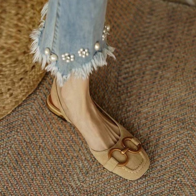 retro buckle low heels　　　2-423