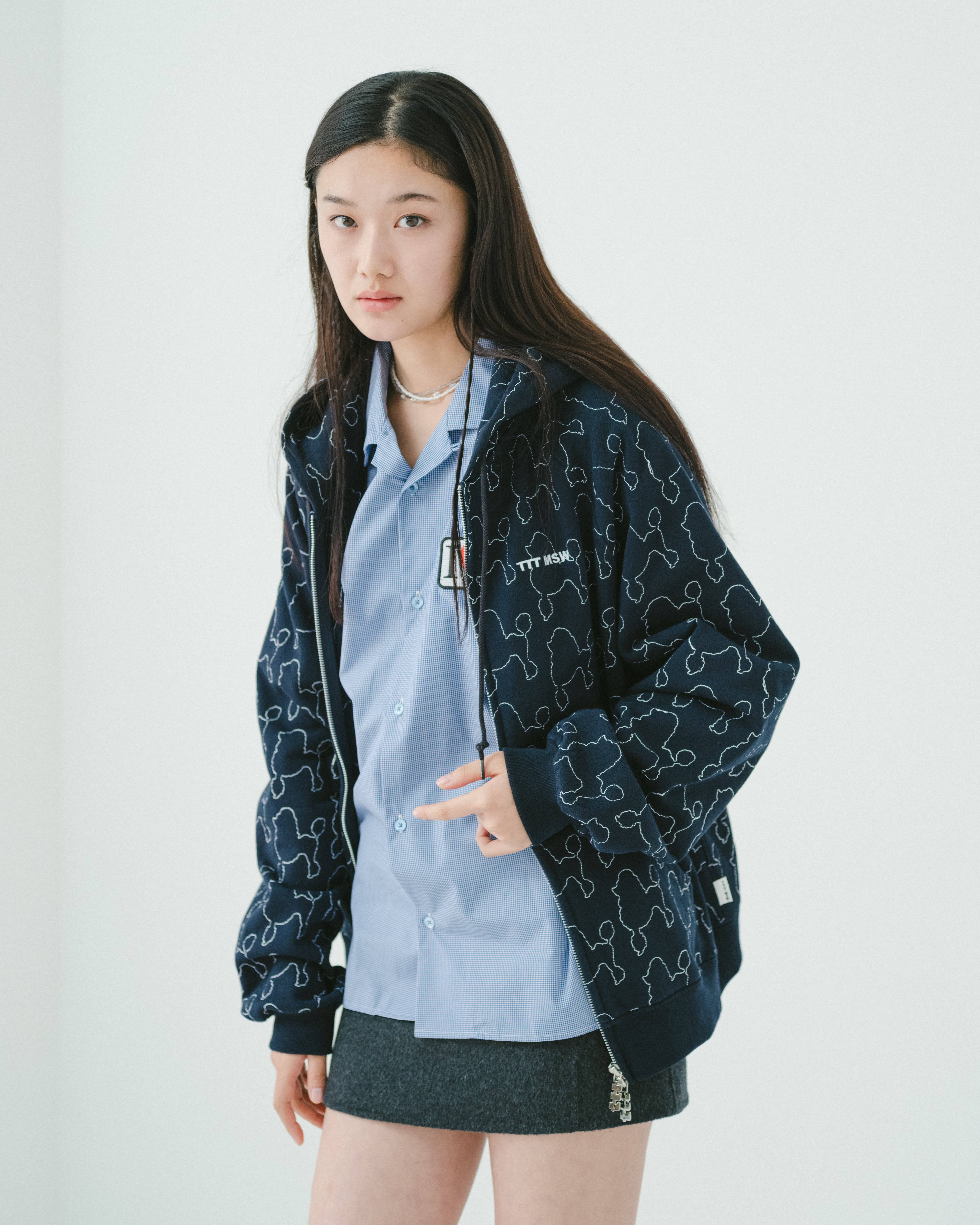 TTT MSW Dot zip up hoodie（NAVY） M ドットロゴ TTTMSW Dot Zip Up Hoodie 