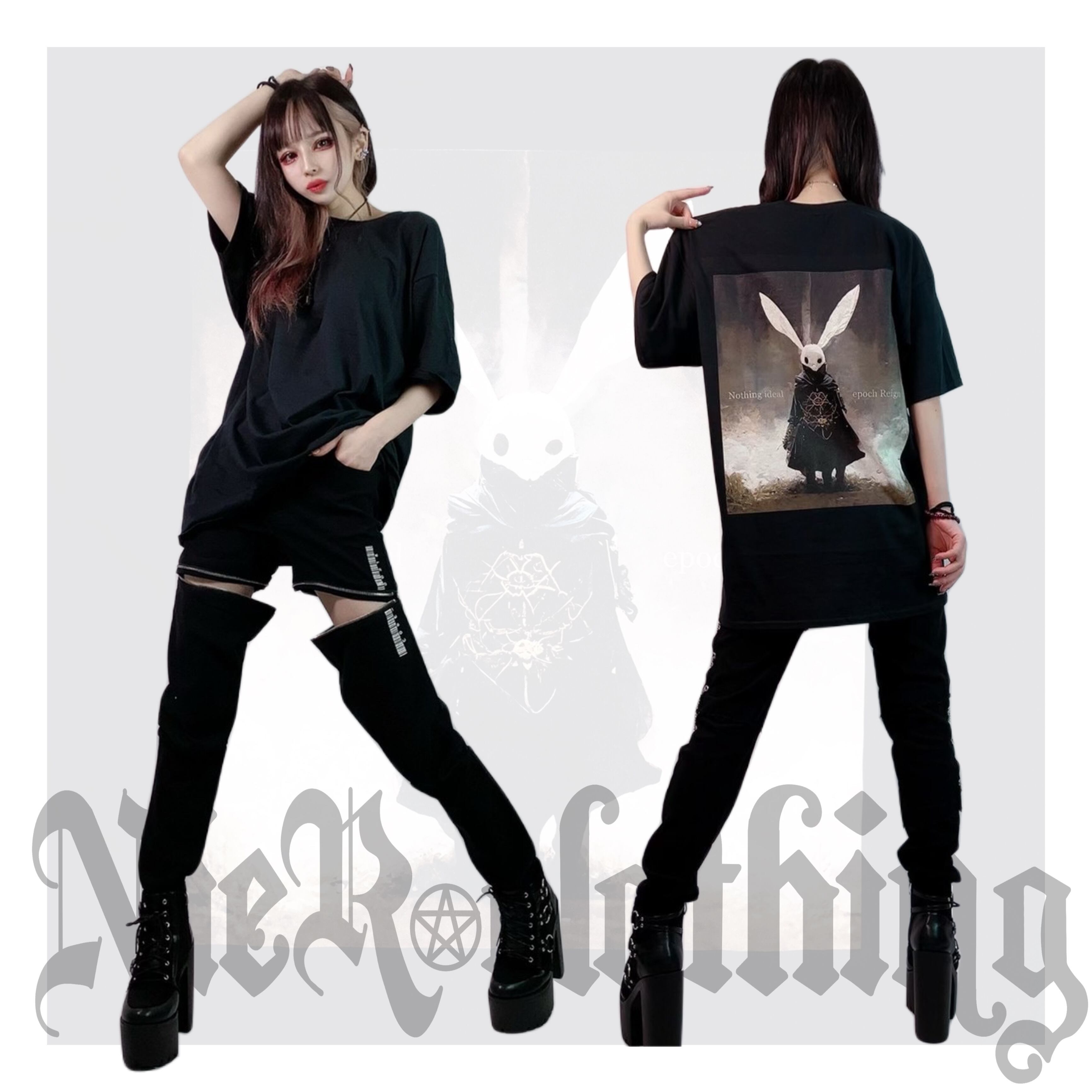 BACK PRINT BLACK CUTSEW【rabbit】 | NIER CLOTHING powered by BASE