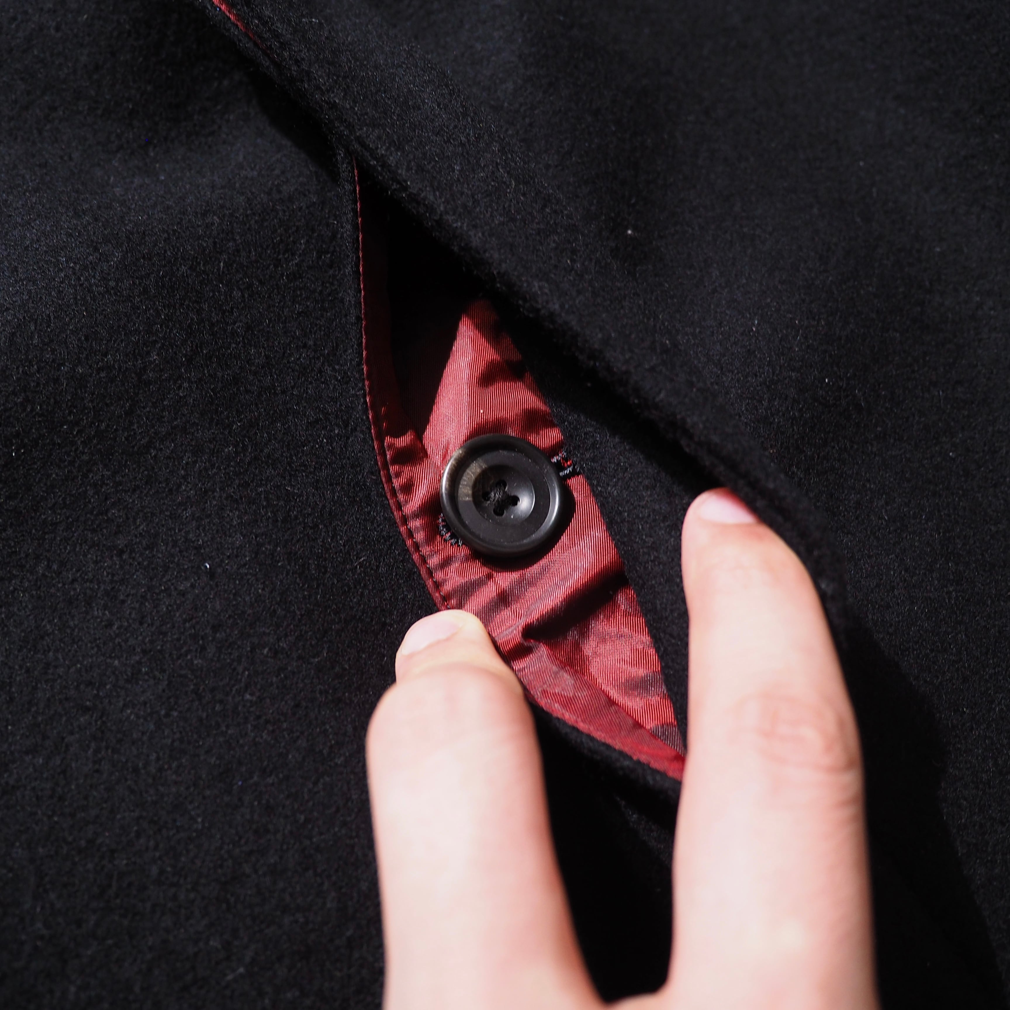 2000s ” PERSON'S ” deformation silhouette design Black wool coat