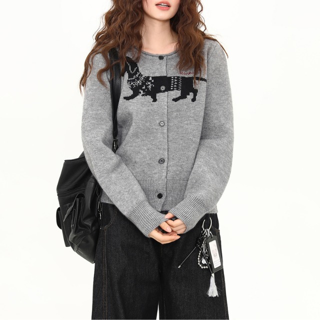 アニマルジャカードカーディガン L00415