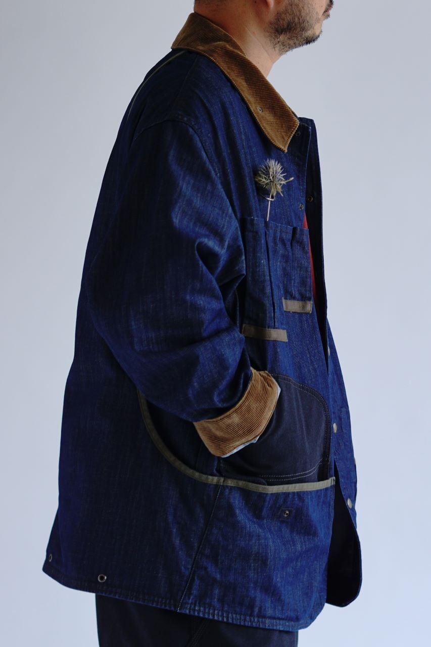 90's vintage カバーオール ハンティングジャケット 総柄 M 紺 90's vintage カバーオール ハンティングジャケット 総柄 M 紺