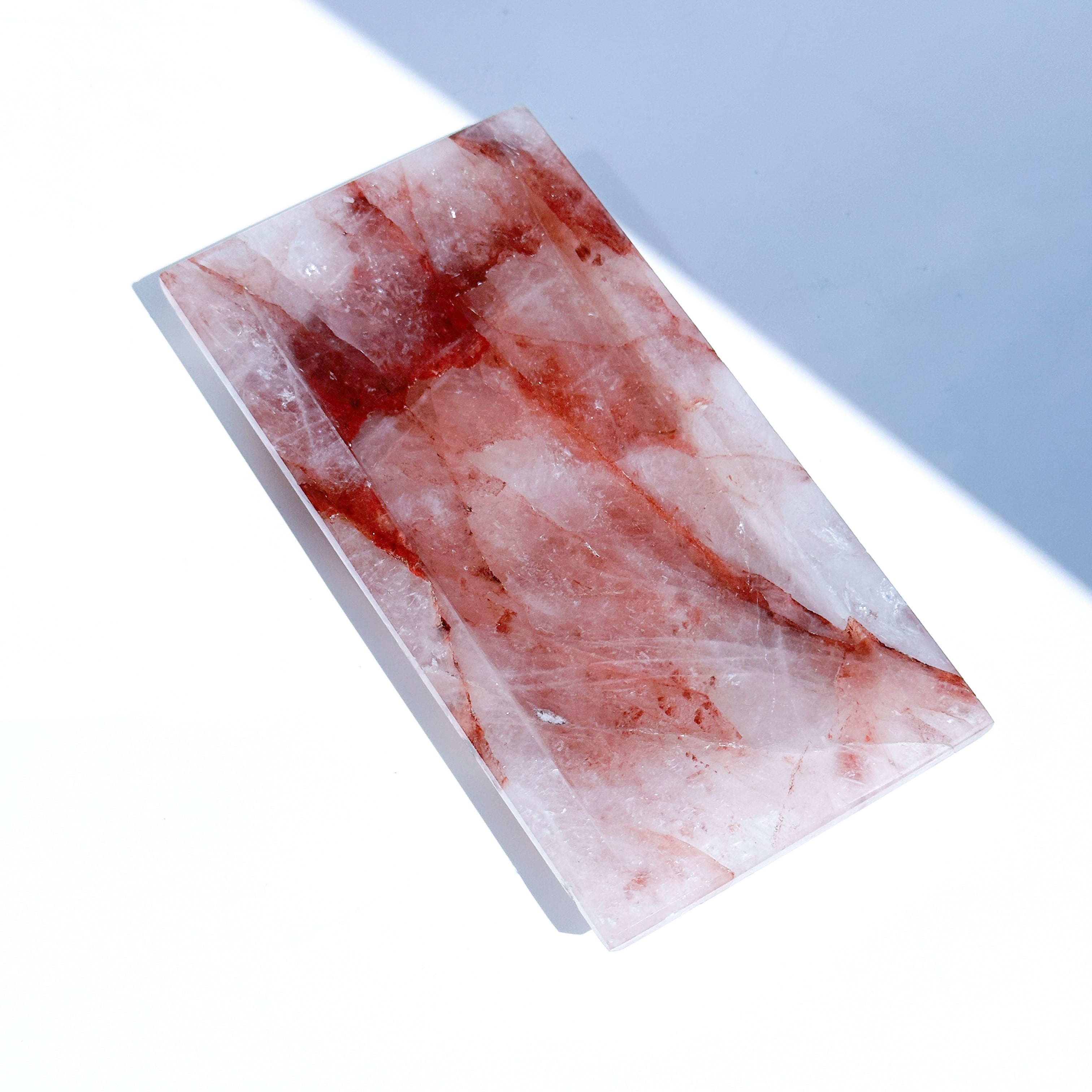 no.0403 実りの琥珀　四角のヘマタイト レッドヘマタイトクォーツのトレー 03◇ Red Hematite Quartz